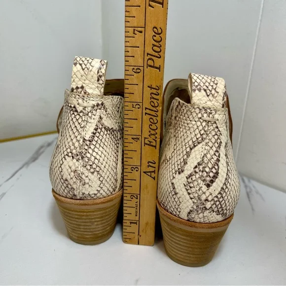 Dolce Vita Sonni ankle booties tan leather pointed toe snakeskin print heel 7.5 - Picture 7 of 11